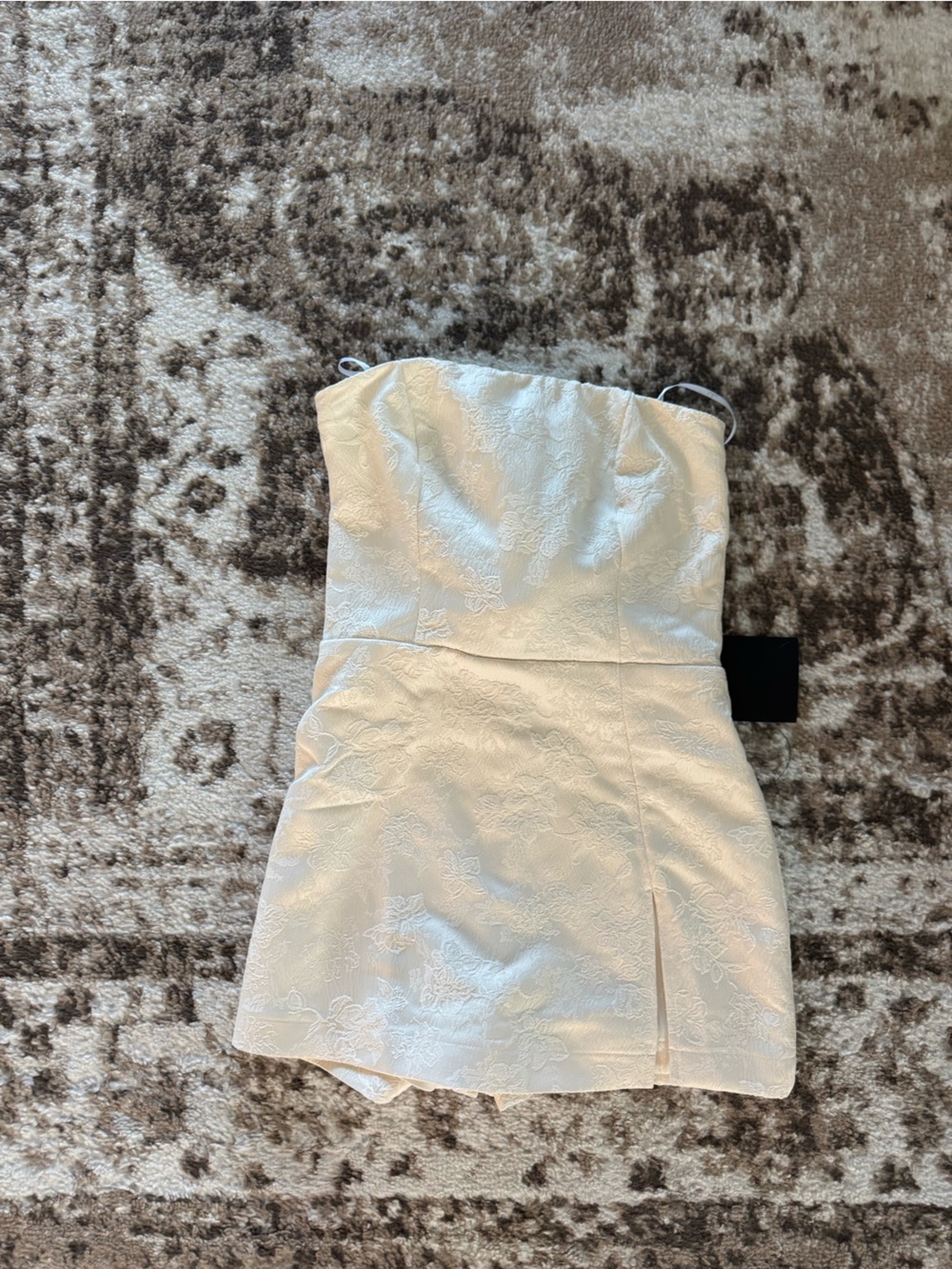 Lulu's Strapless Cream Jacquard Mini Dress